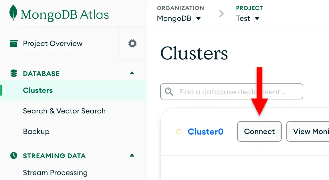 Atlas Connection GUI cluster selection screen