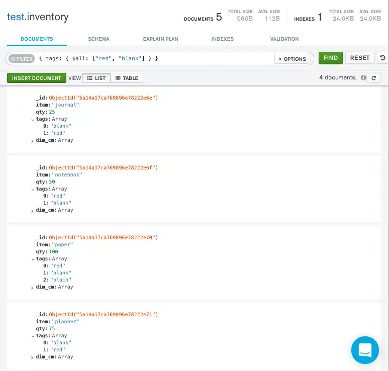 Array de query correspondendo a todos os critérios