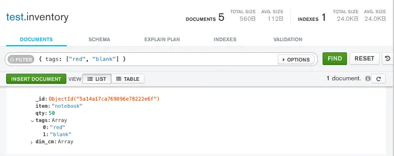 Array de query exatamente correspondente