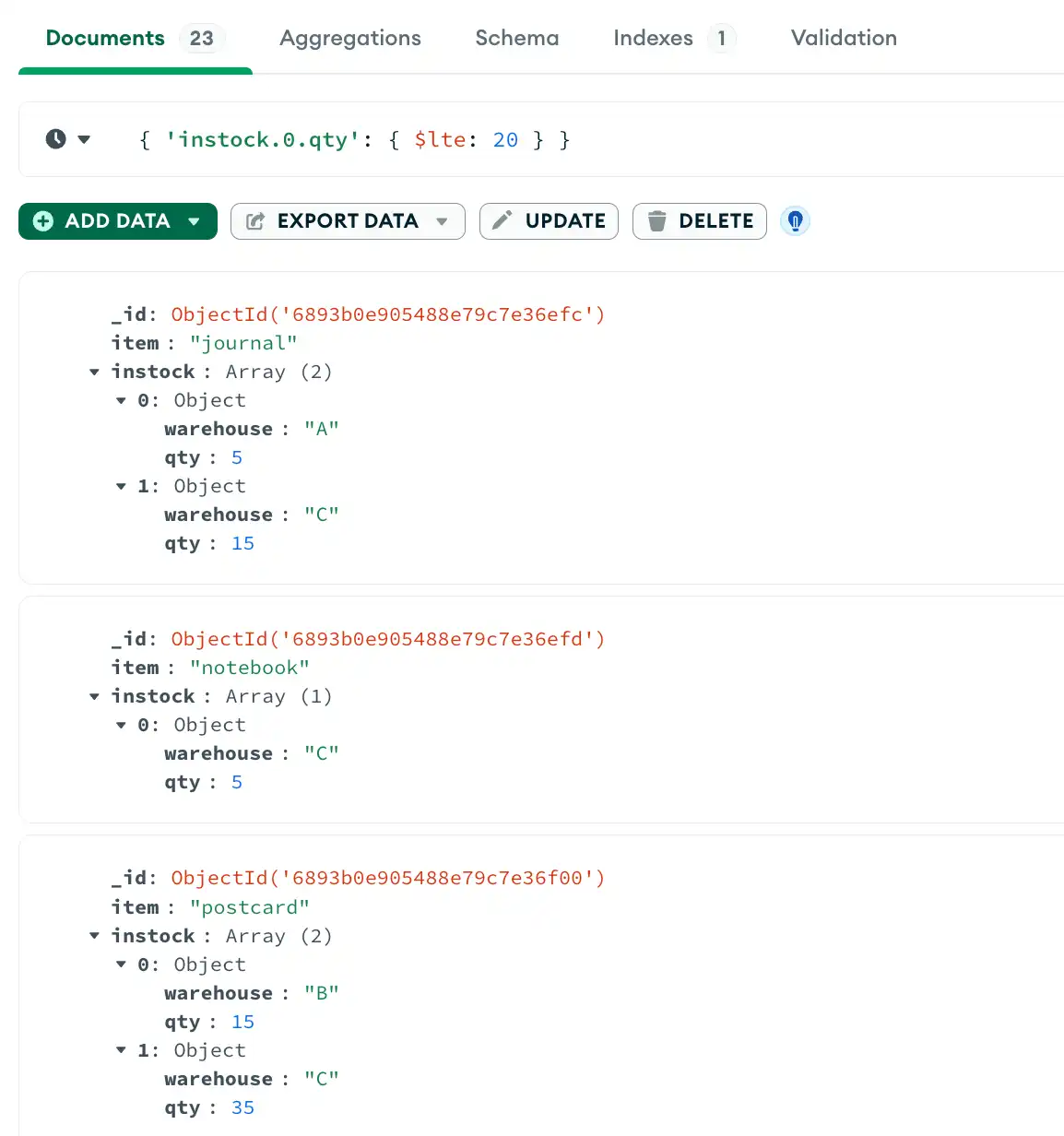 Fazer query por elemento de array correspondente a uma única condição
