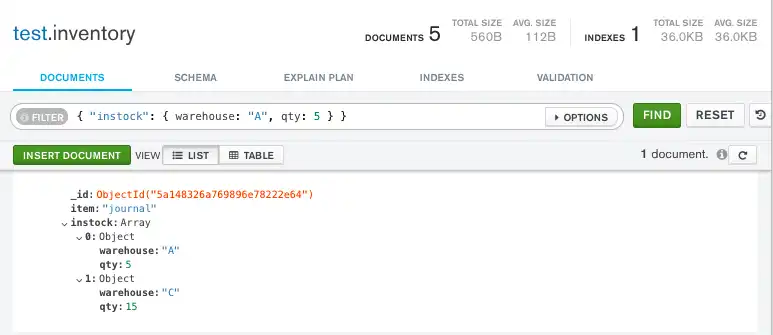 Query for nested array element