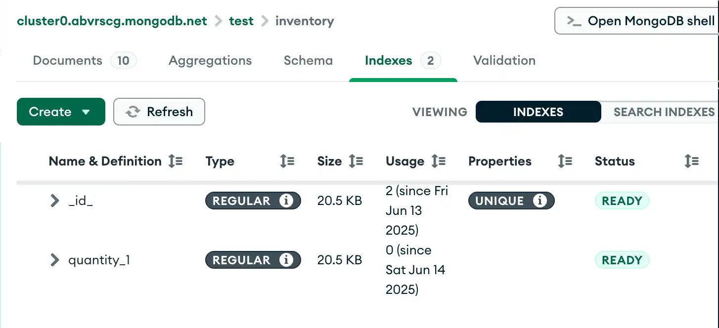 Compass 显示新索引